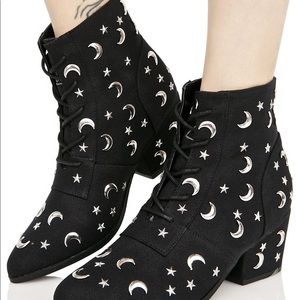 Black Star and Moon Ankle Boots